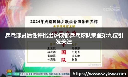 乒乓球灵活性评比出炉成都乒乓球队荣登第九位引发关注